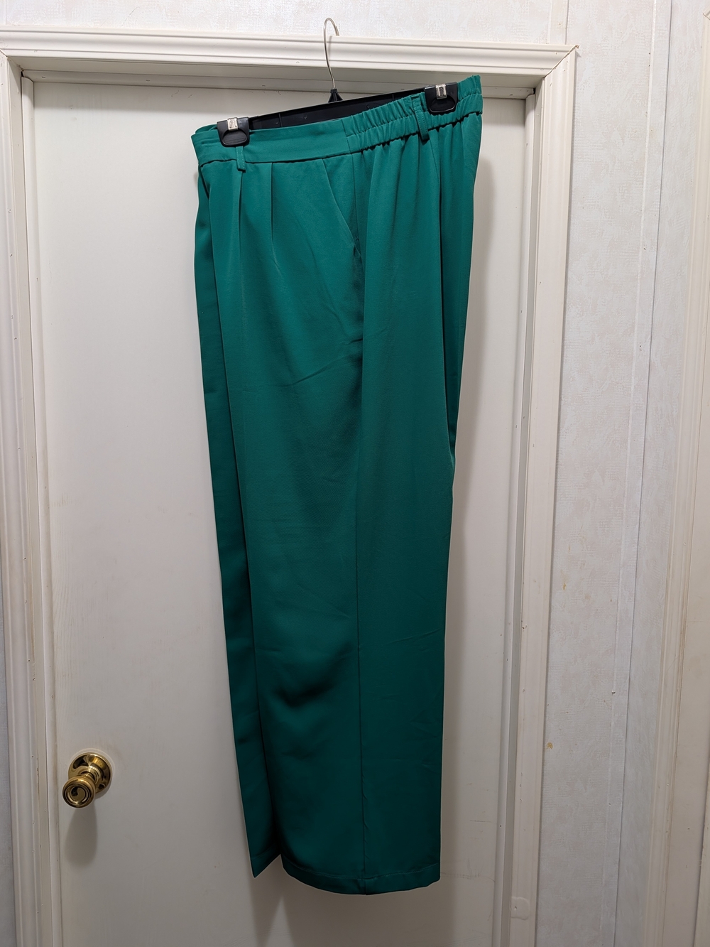Women's Straight-Leg Pants in Teal with Elastic Waist